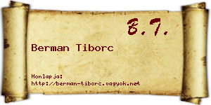 Berman Tiborc névjegykártya